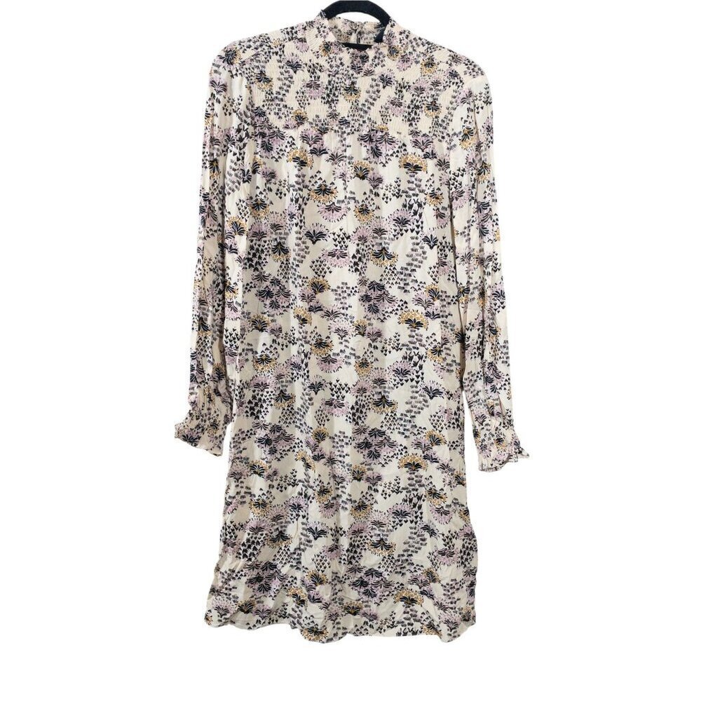 Rue De Femme Ariana Cream Long Sleeve Dress SZ S High Neck Coquette